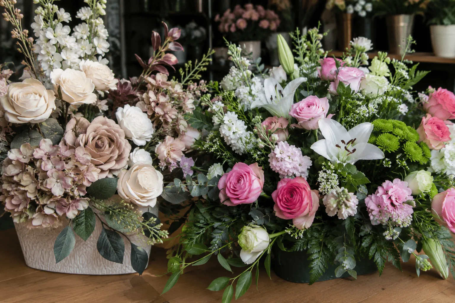 Compositions de fleurs artificielles pour sépulture proposées par les Pompes Funèbres Hennard